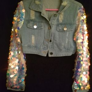 Blue Jean  sequin half jacket